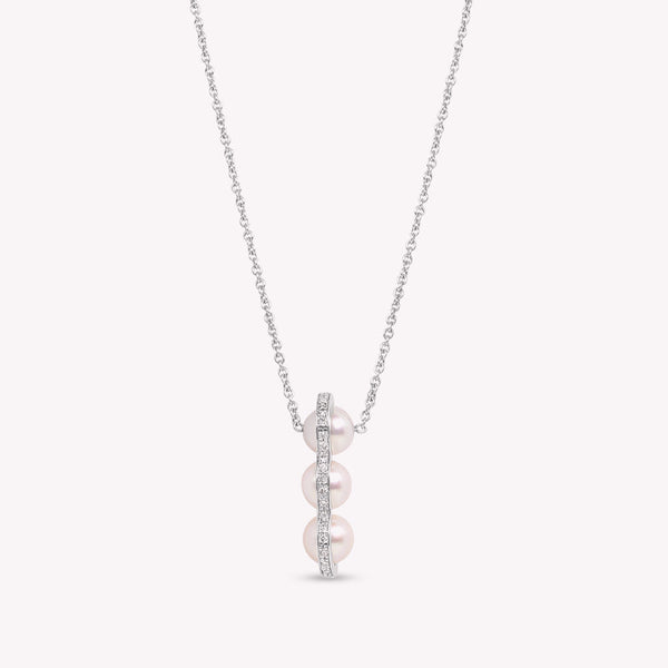 La Réserve - Collier en or gris diamants et perles blanches