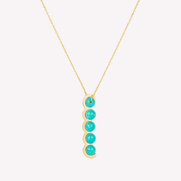 Coco Beach - Collier en or jaune et perles turquoises