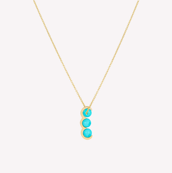 La Réserve - Collier en or jaune er perles turquoises