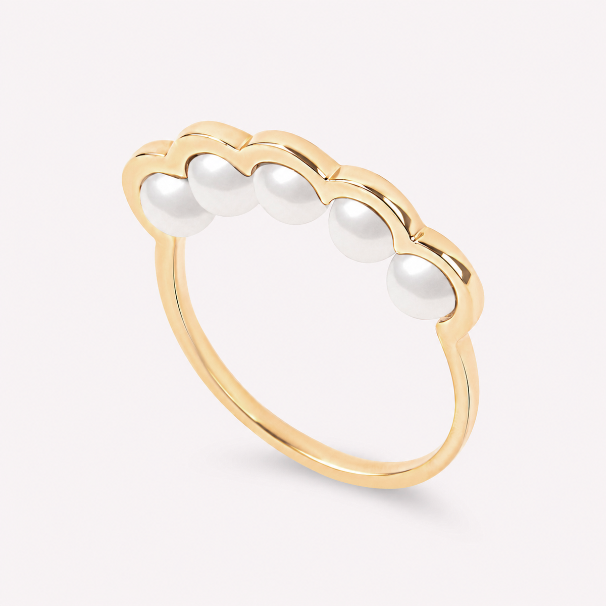 Coco Beach - Bague en or jaune et perles blanches