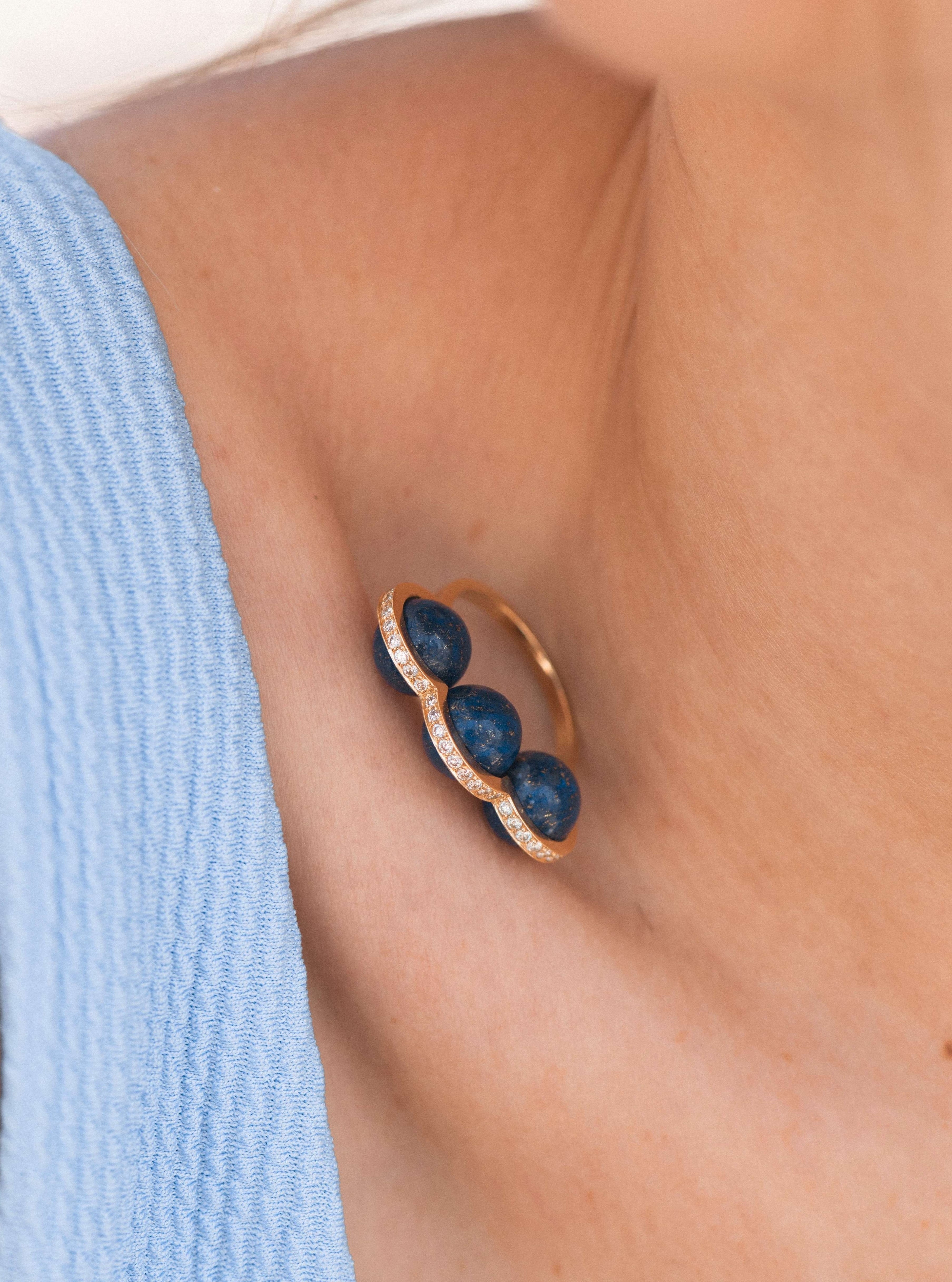 La Réserve - Bague en or jaune, diamants et lapis lazuli