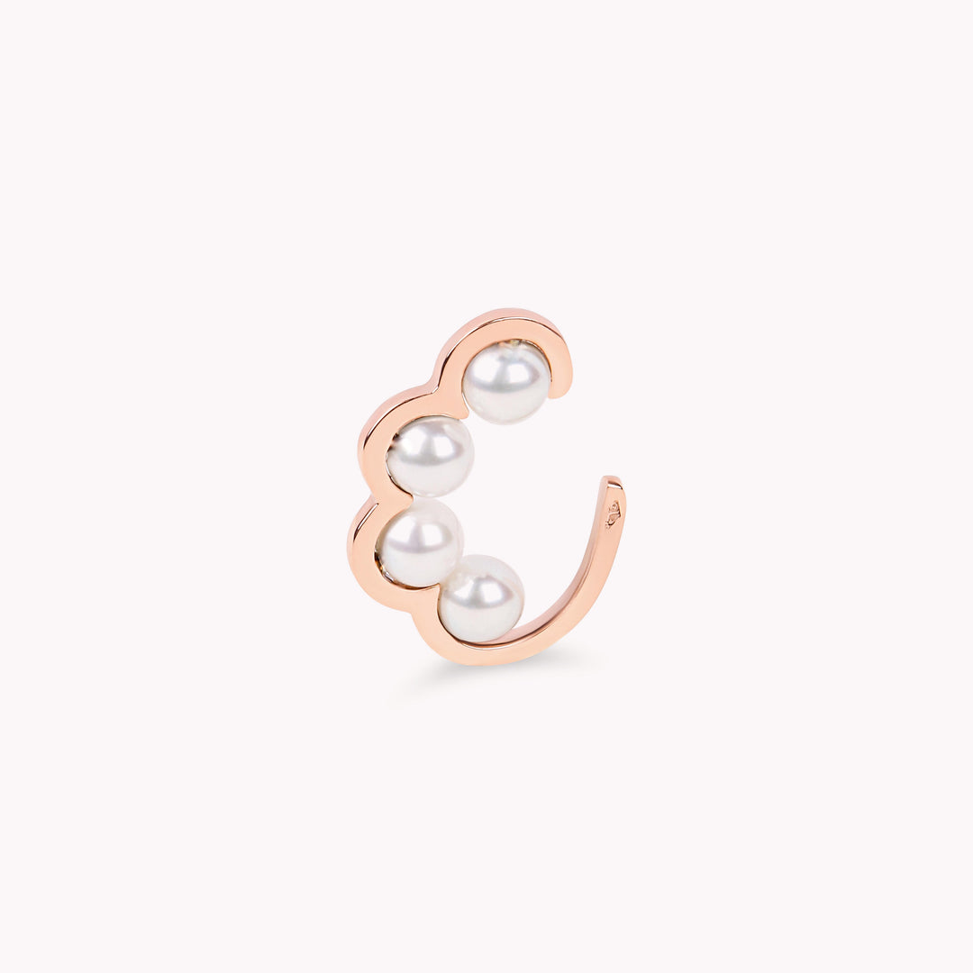 Coco Beach - Ear cuff en or rose et perles blanches - Vendue à l'unité