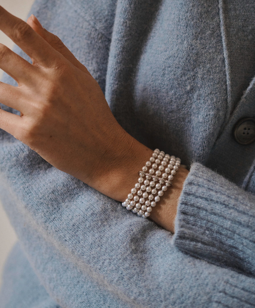La Réserve - Three-row bracelet - White cultured pearls