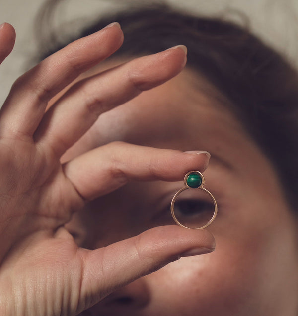 Ruhl - Bague en or rose et perle malachite