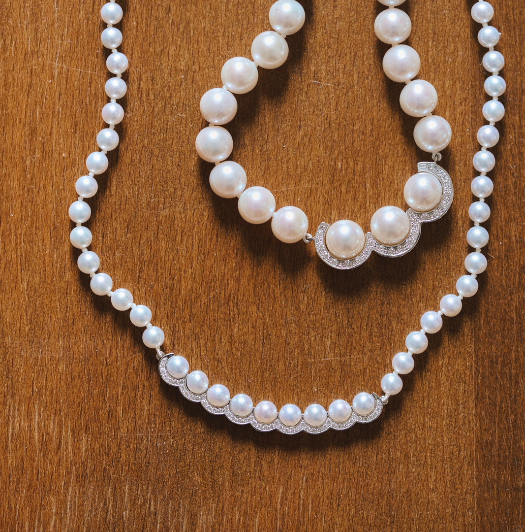 Coco Beach - Collier de perles or gris diamants