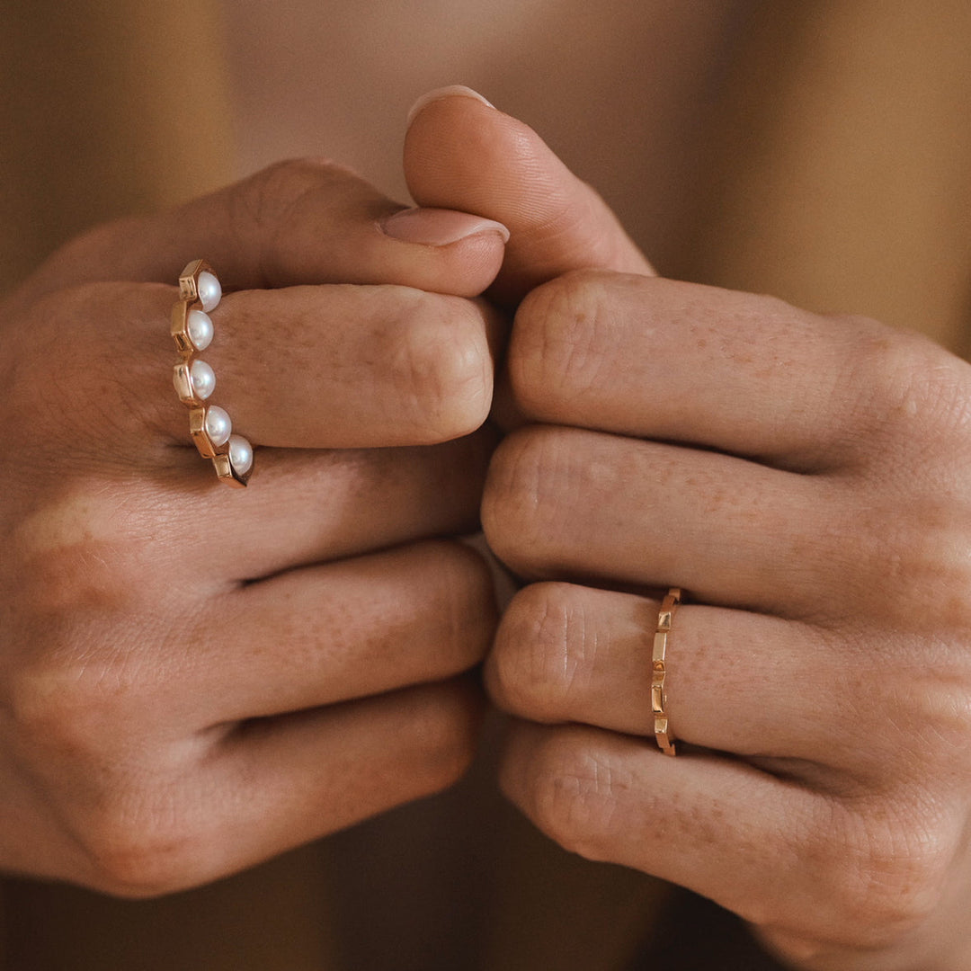 Coco Beach² - Bague en or et perles blanches - Taille M - Unisexe