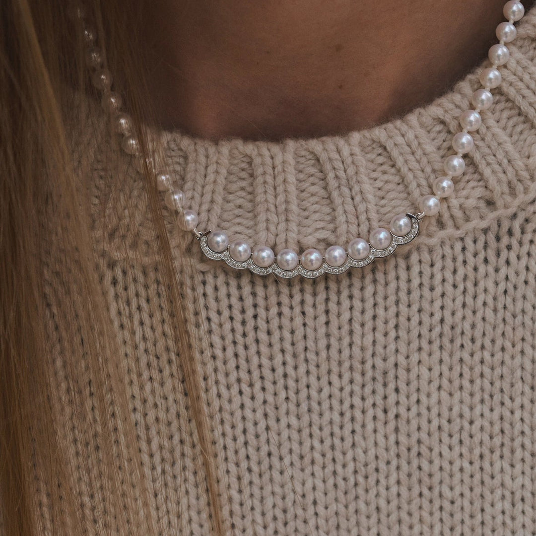 Coco Beach - Collier de perles or gris diamants