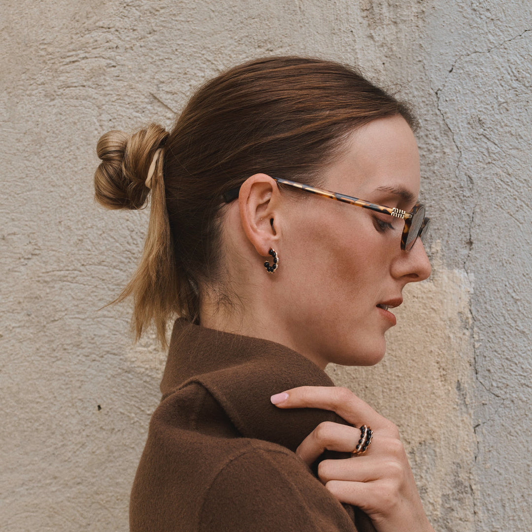 Coco Beach - Rose gold ring with diamonds and white pearls