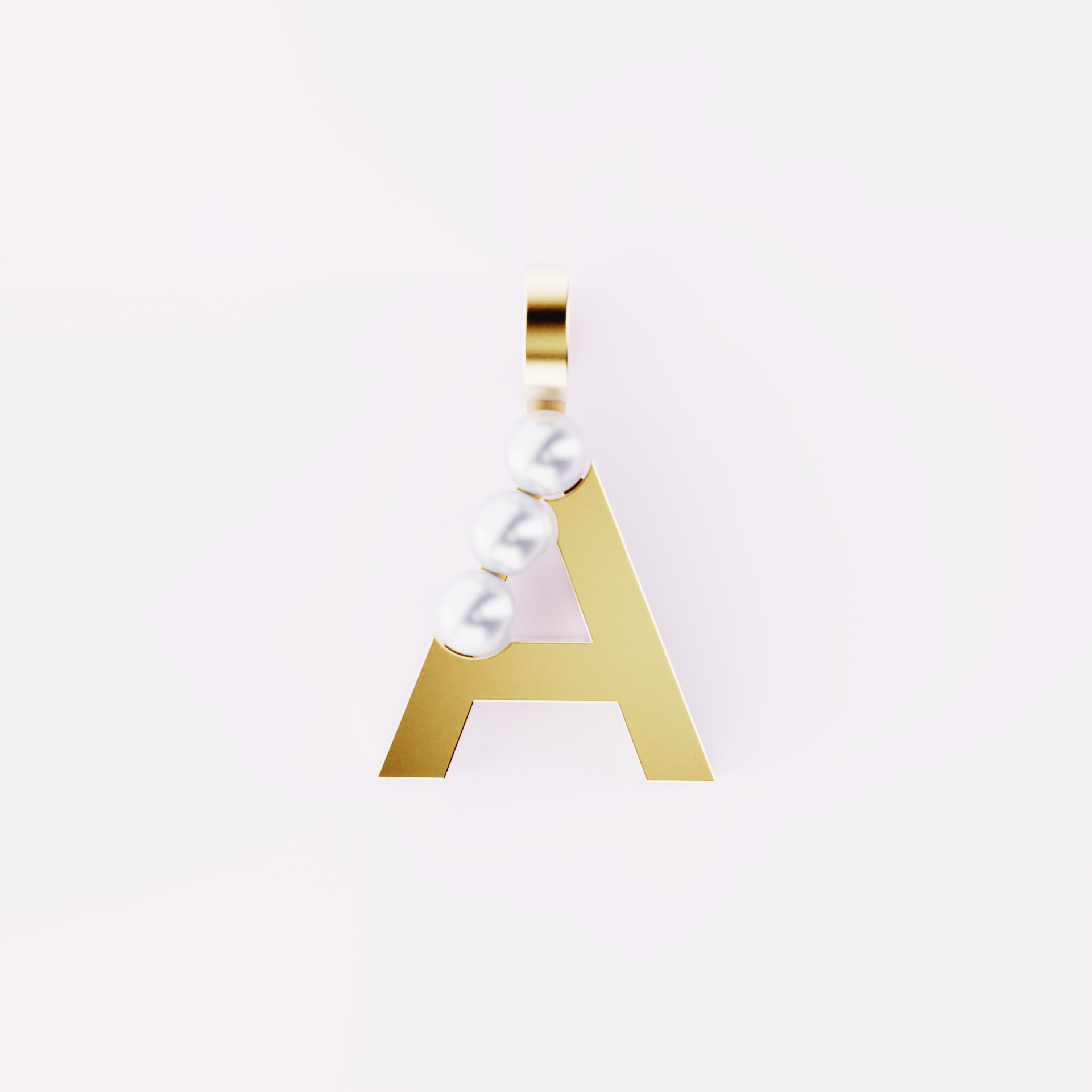 Lettre A - Pendentif en or et perles de culture blanches