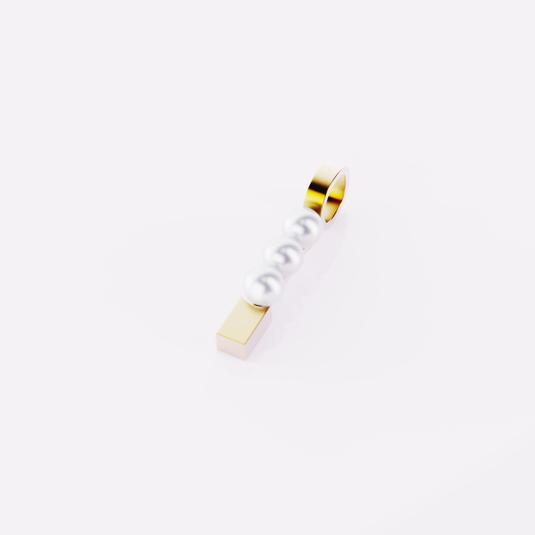 Lettre I - Pendentif en or et perles de culture blanches
