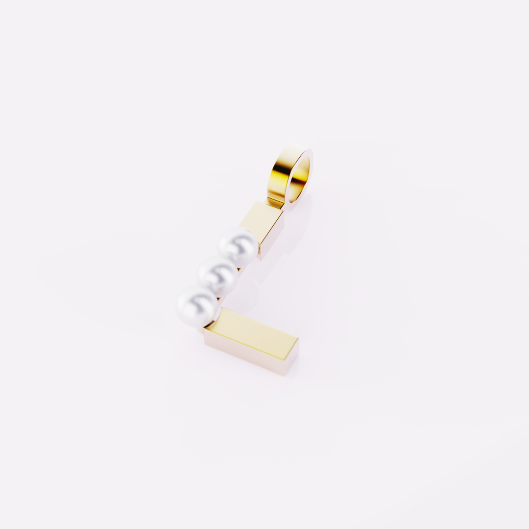 Lettre L - Pendentif en or et perles de culture blanches