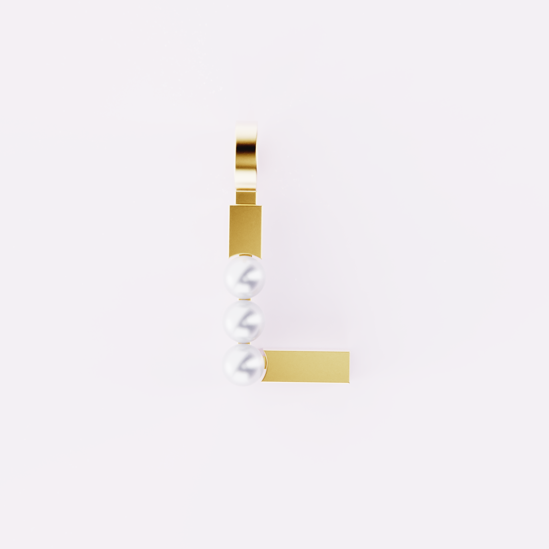 Lettre L - Pendentif en or et perles de culture blanches