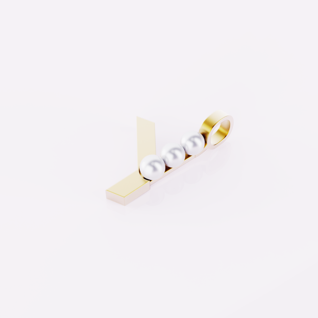 Lettre Y - Pendentif en or et perles de culture blanches