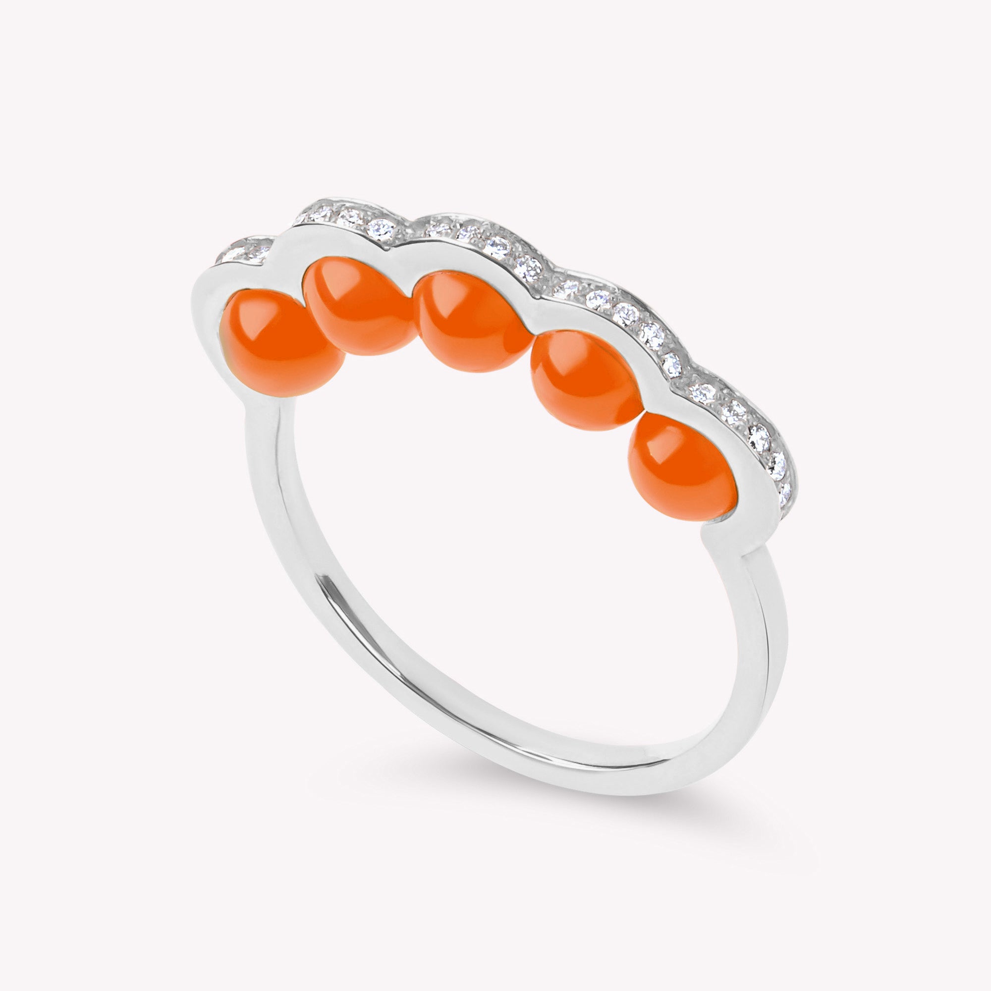 Coco Beach - Bague en or jaune, diamants et perles corail