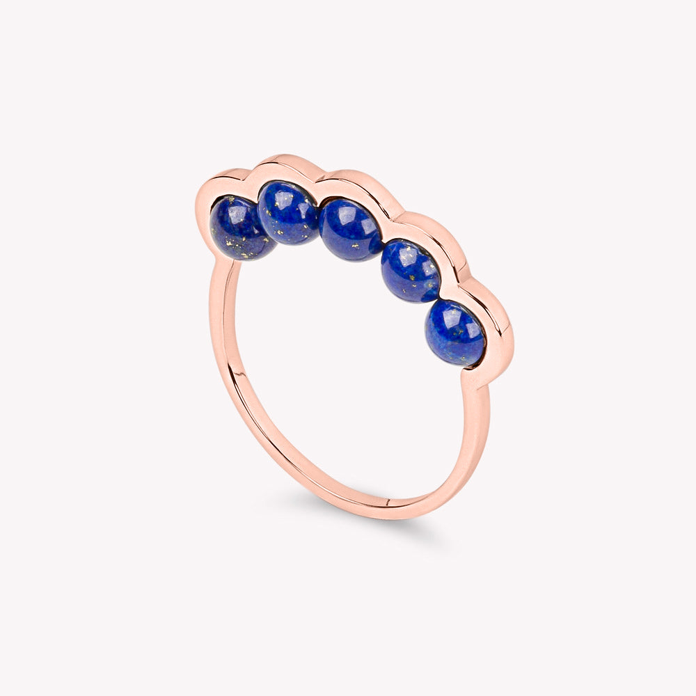 Coco Beach - Bague en or gris et lapis lazuli