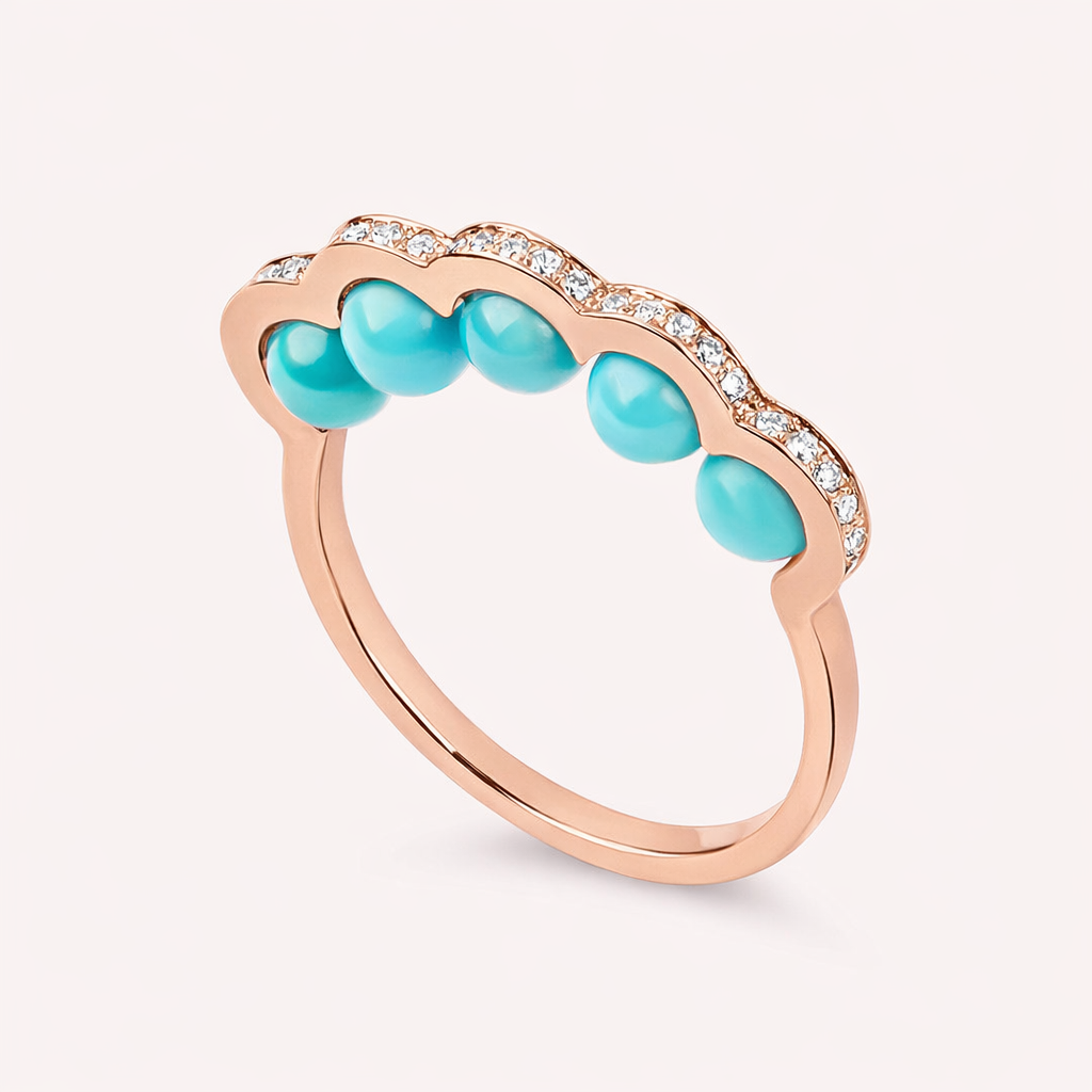 Coco Beach - Yellow gold, diamond and turquoise pearl ring