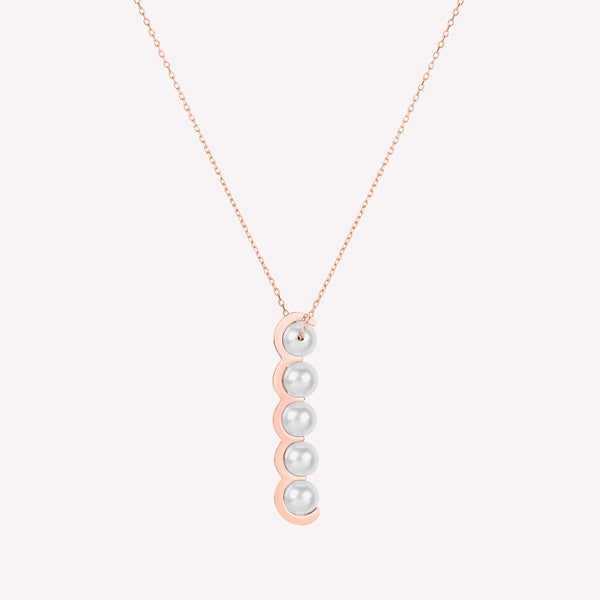 Coco Beach – Collier en or rose et perles blanches