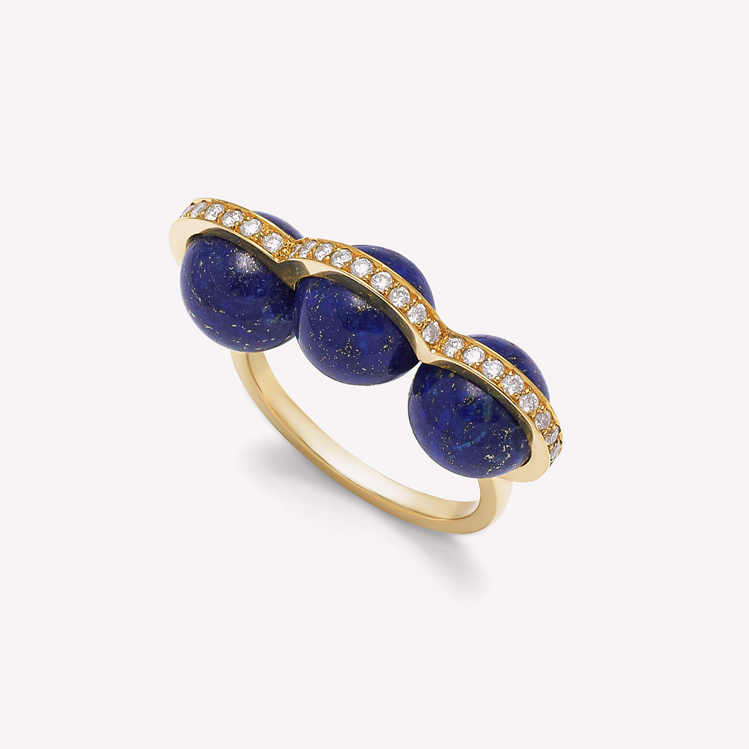 La Réserve - Bague Or jaune, diamants et Lapis Lazuli